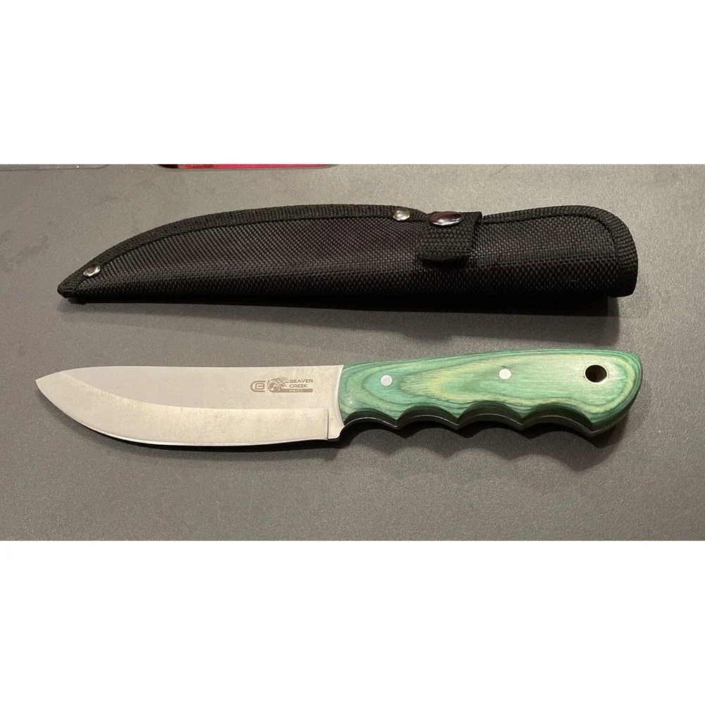 Beaver Creek Pakkawood Green Handle Hunter Skinner 9